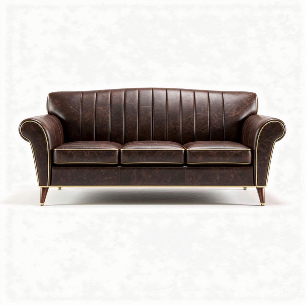 Sofa trzyosobowa w stylu klasycznym z ekoskóry - 200 x 90 x 85cm
