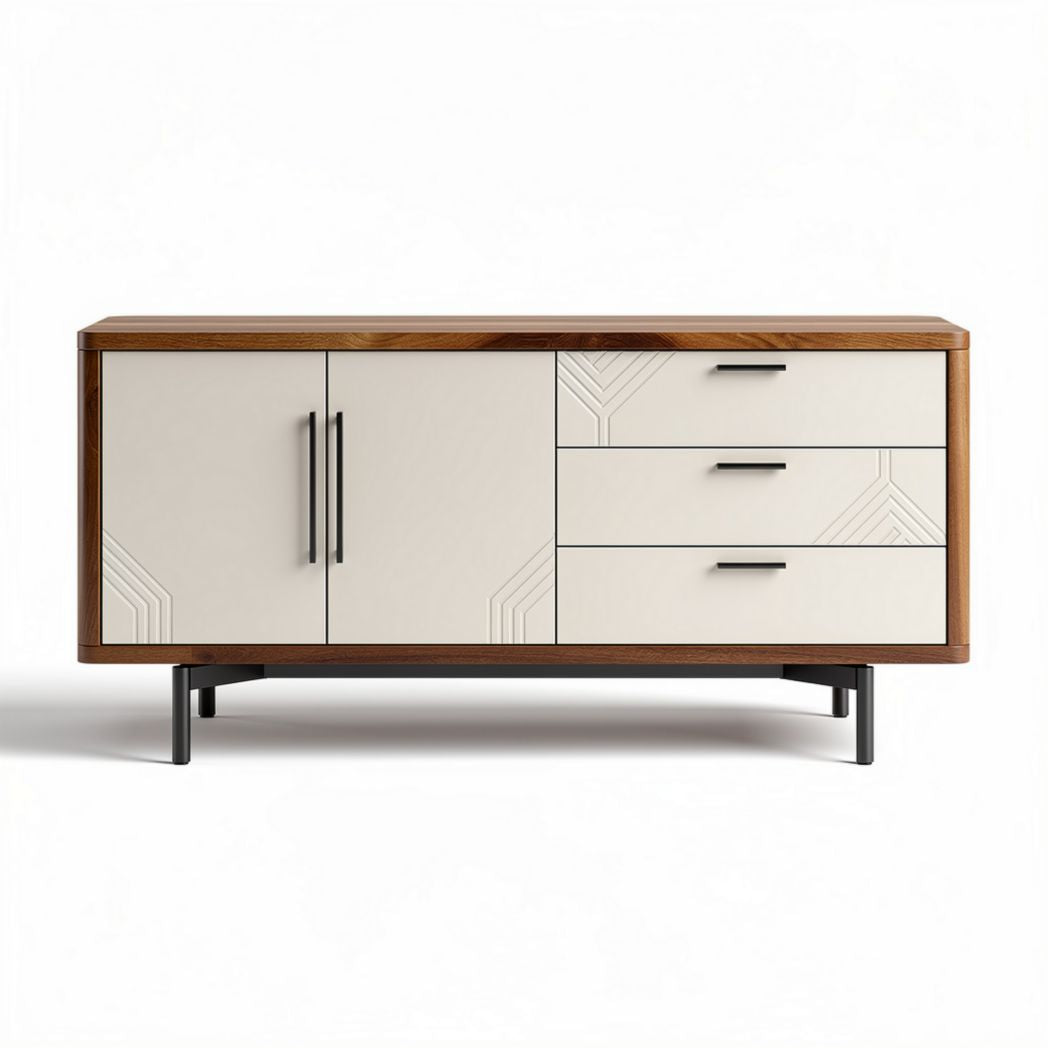 Szafka RTV z płyty MDF i drewna w stylu nowoczesnym - 120 x 45 x 75cm
